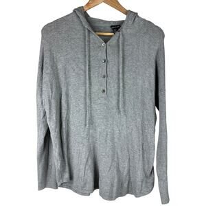 Eileen Fisher Grey Knit Hooded Pullover Sweater Women's Size Small EUC